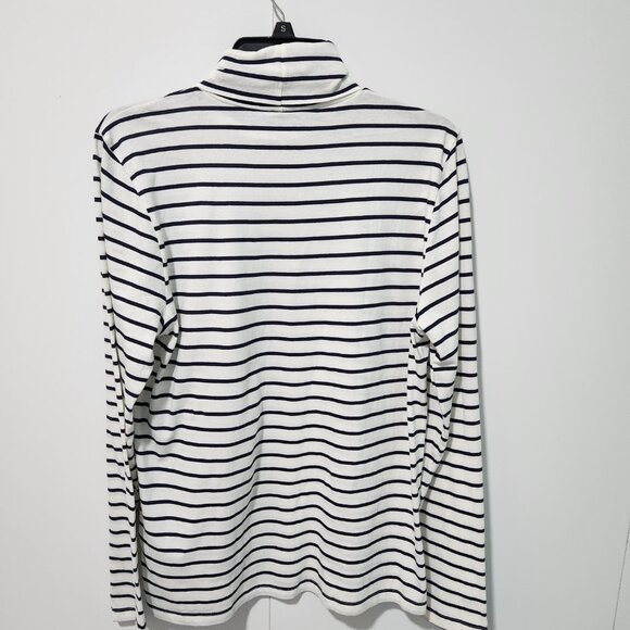 J. Crew Women's NEW Long Sleeve White with Navy Blue Stripes Turtleneck - Large - Picture 7 of 7
